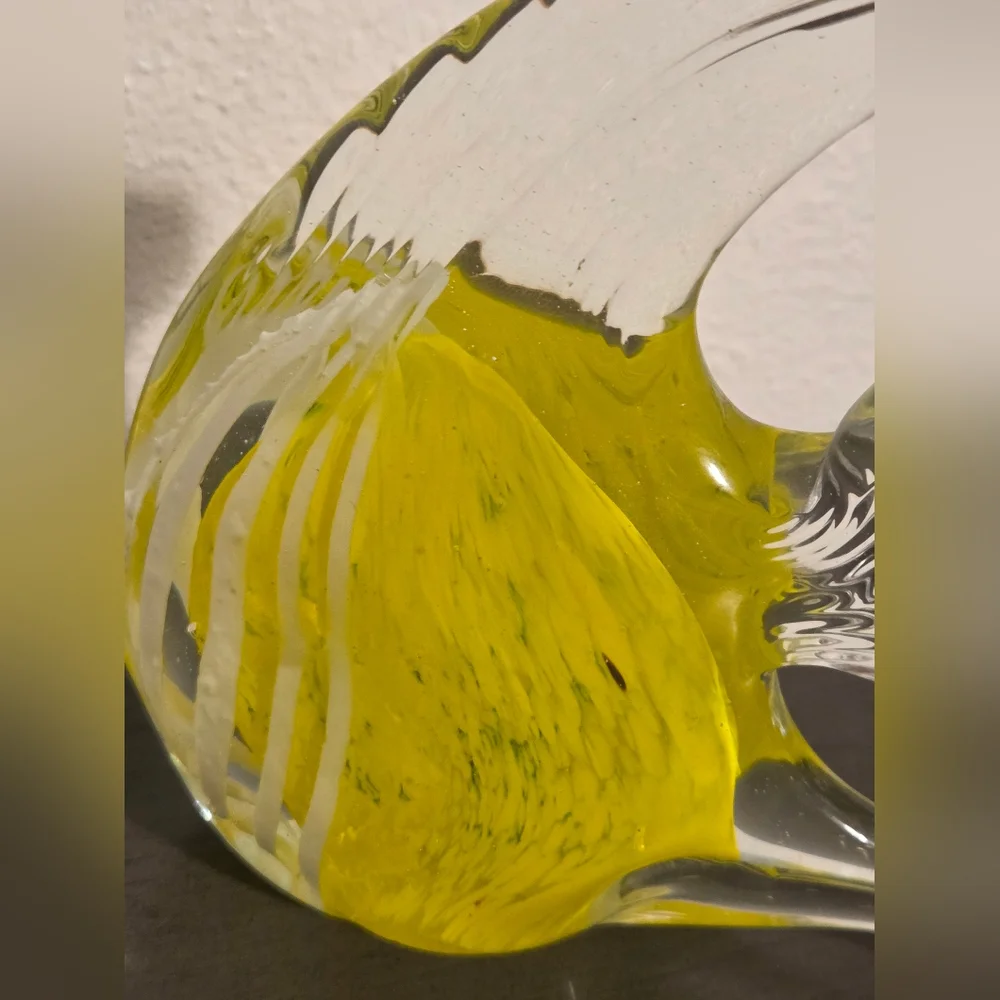 Vibrant Yellow and White Glass Fish - Picture 4 of 8